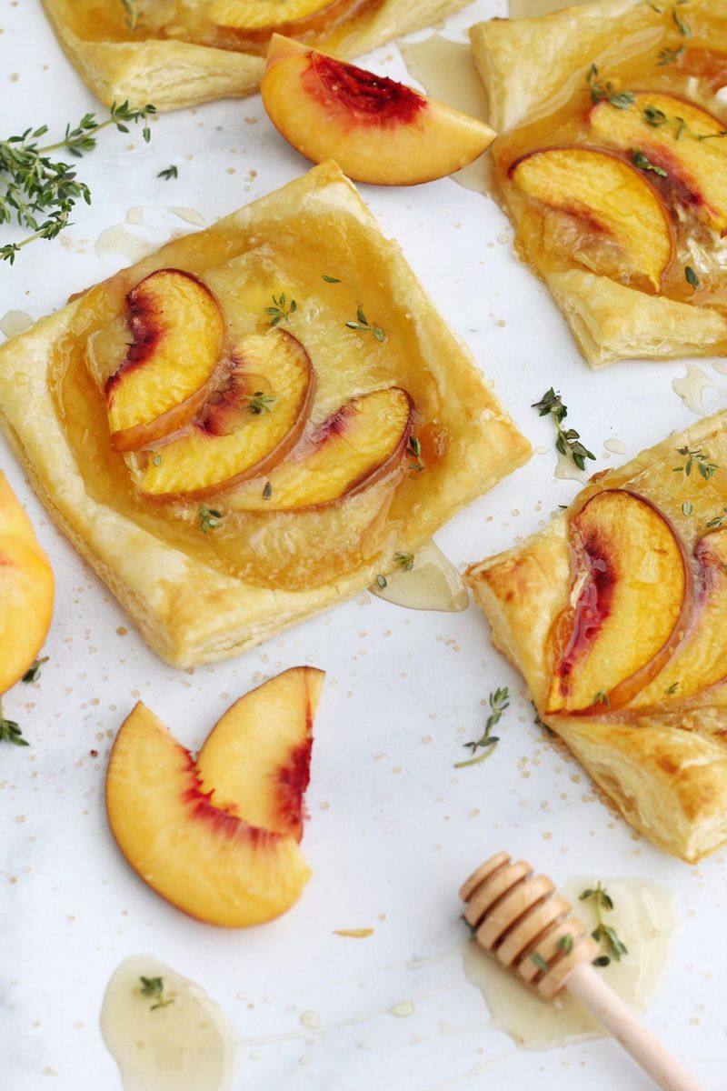 Peach and Brie Puff Pastry Tarts