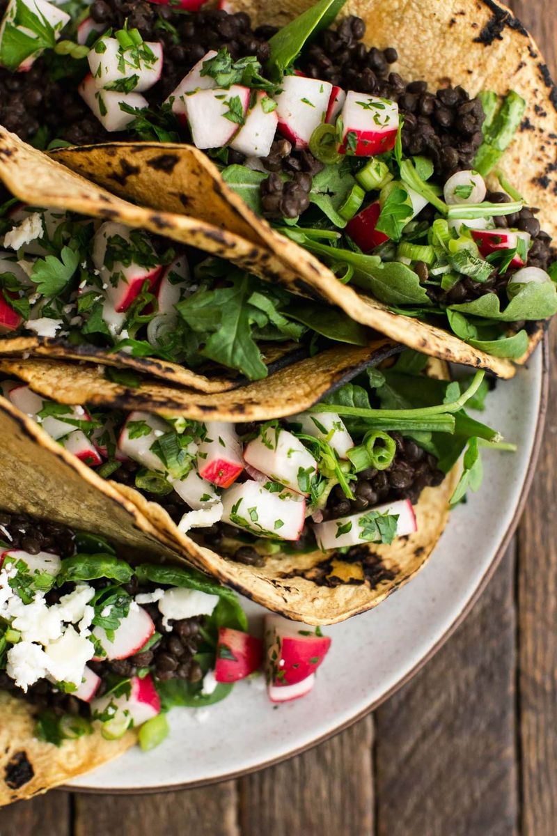Radish and Black Bean Tacos