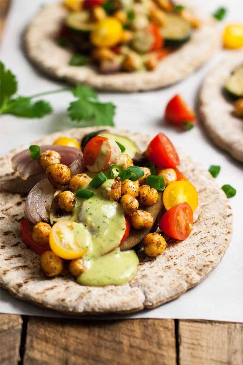 Spiced Chickpea Stuffed Pittas