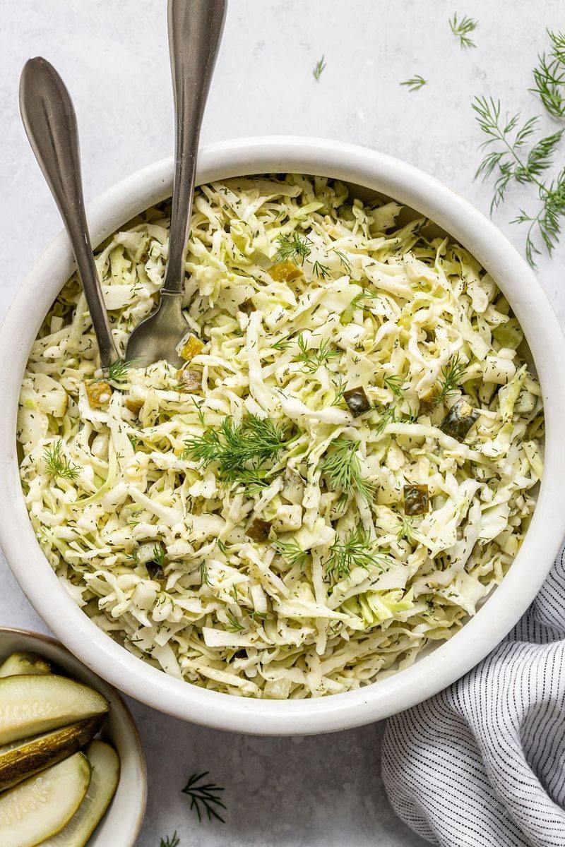 Creamy Dill Pickle Coleslaw