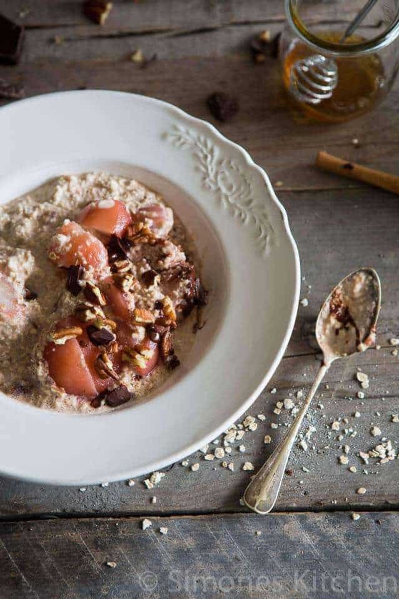 Spiced Overnight Oats with Poached Pears