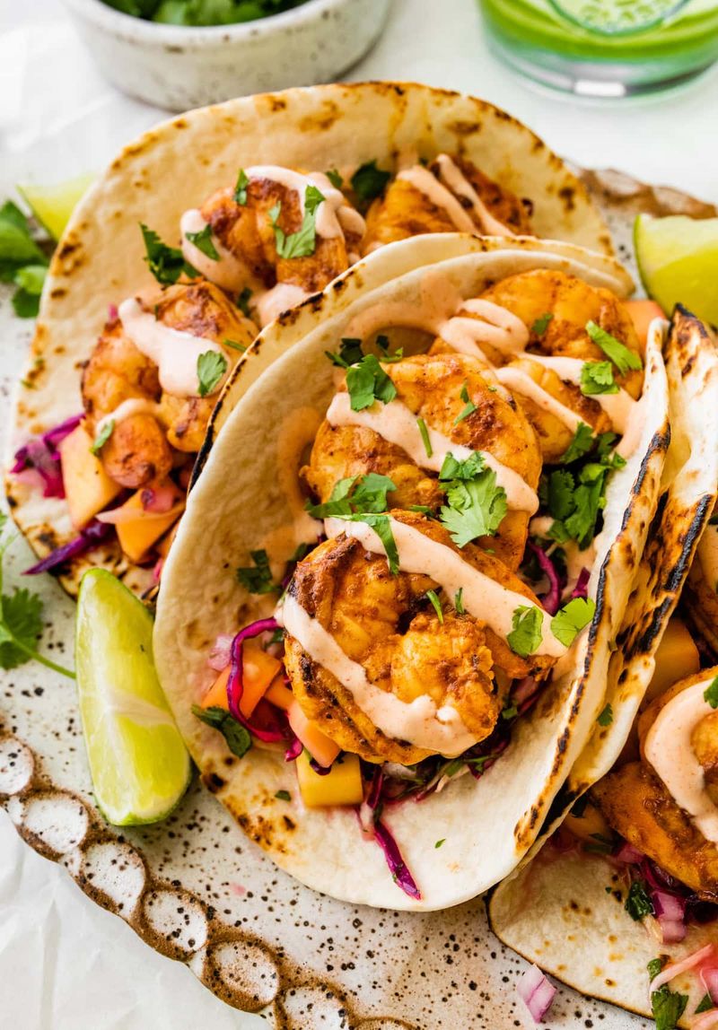 Shrimp Tacos with Mango Slaw