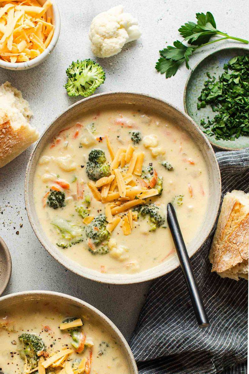 Broccoli and Cheddar-Friendly Cauliflower