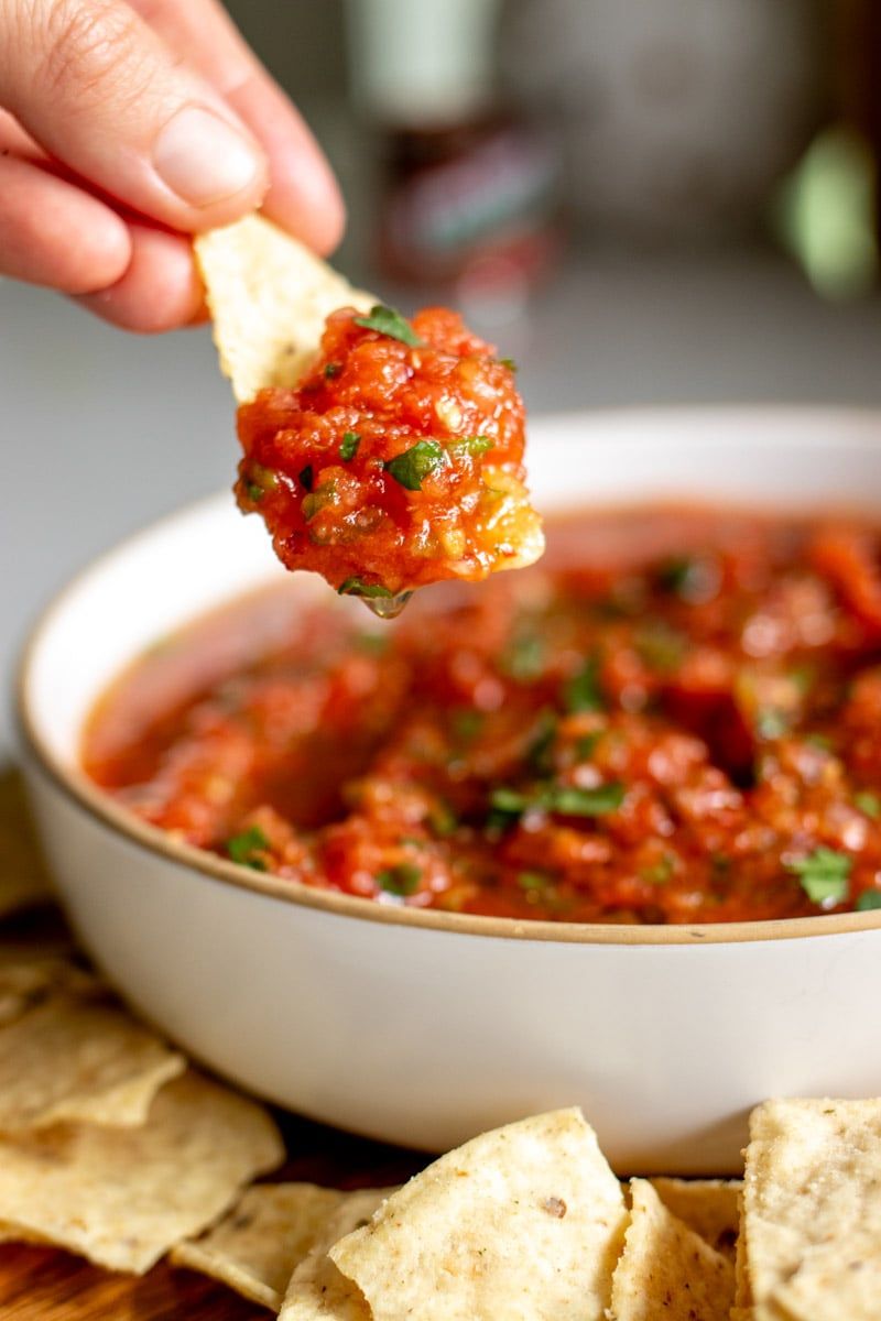 Chips and Salsa Eaten Over the Kitchen Counter
