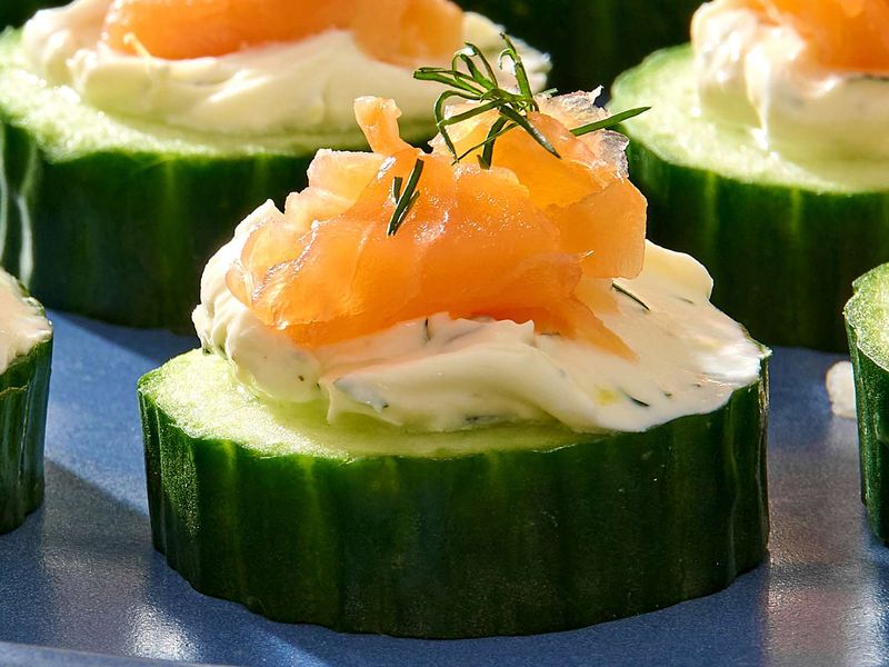 Cucumber Rounds with Cream Cheese and Smoked Salmon