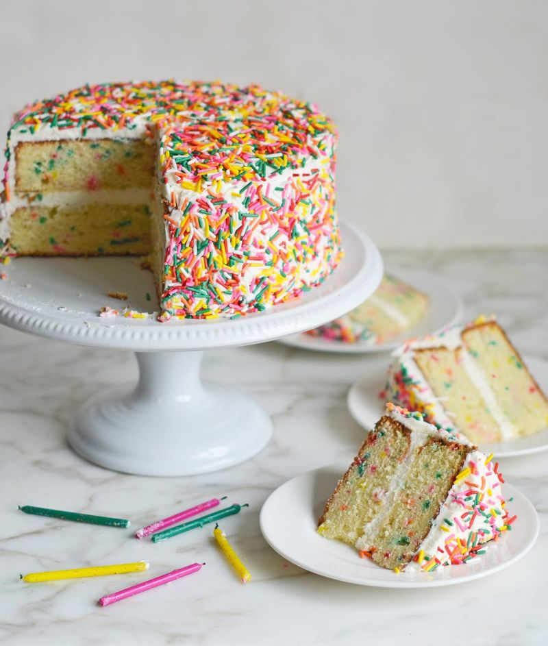 Rainbow Sprinkle Explosion Vanilla Cake