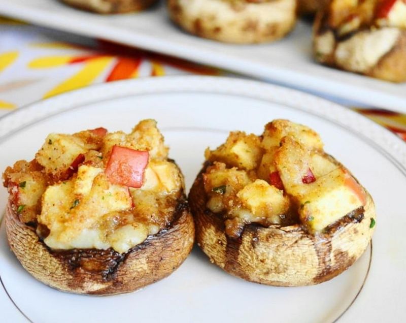Apple and Cheddar Stuffed Portobello Mushrooms