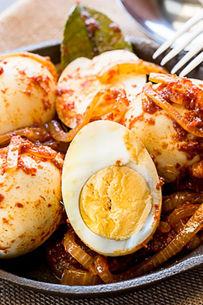 Hard-Boiled Eggs with Hot Sauce