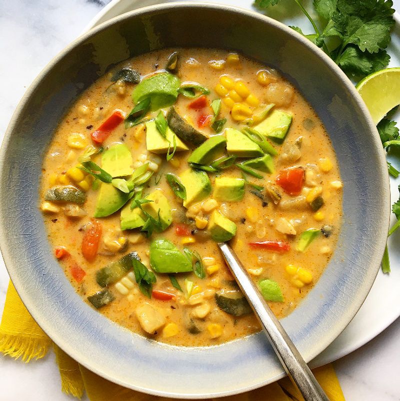 Golden Corn And Avocado Chowder
