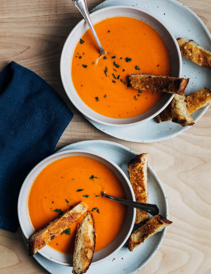 Tomato Soup With Grilled Cheese Dippers
