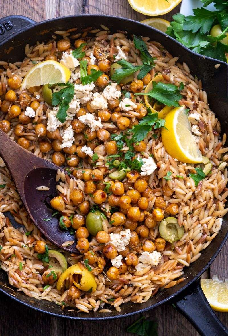 Lemon Herb Orzo with Chickpeas