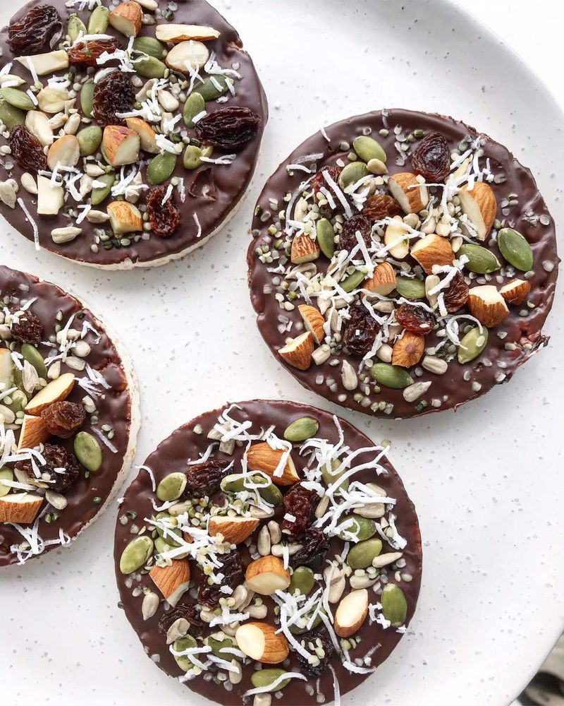 Mixed Seed Rice Cakes with Almond Butter