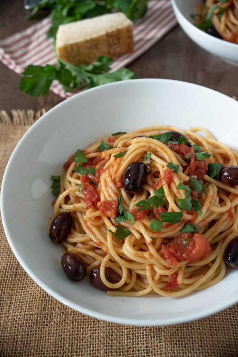 Pasta Puttanesca With Kalamata Olives