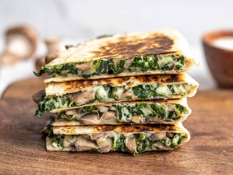 Mushroom and Spinach Quesadillas