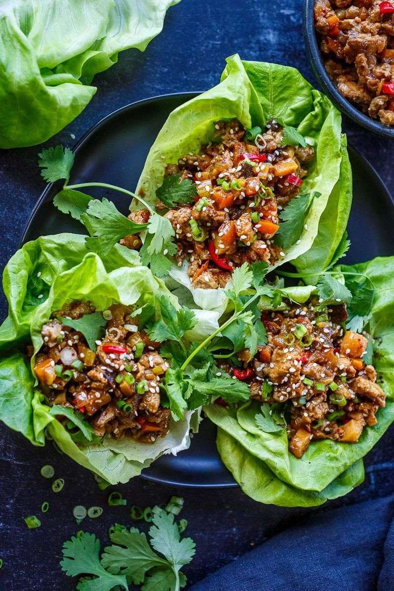 Asian Lettuce Wrap Bowls with Ground Chicken