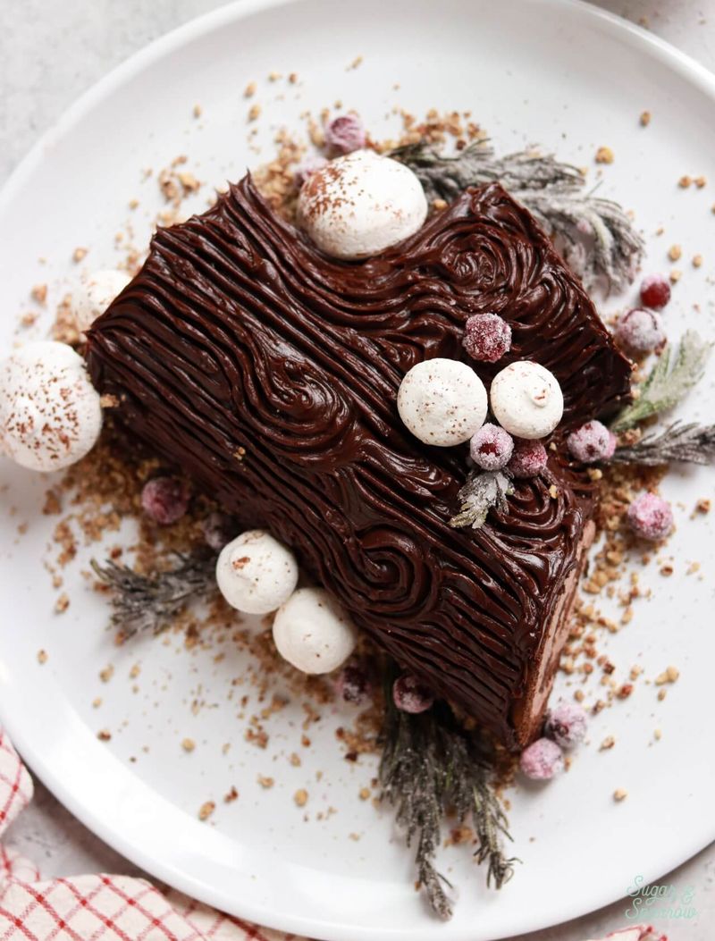 Buche de Noel with Sugar Decorations