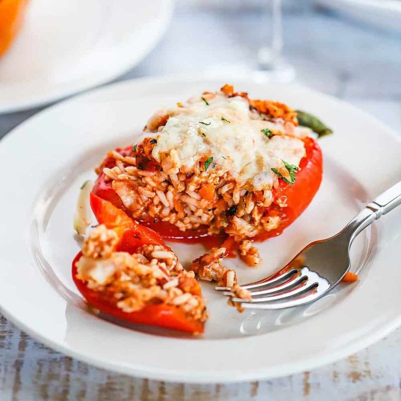 Stuffed Bell Peppers with Turkey and Rice