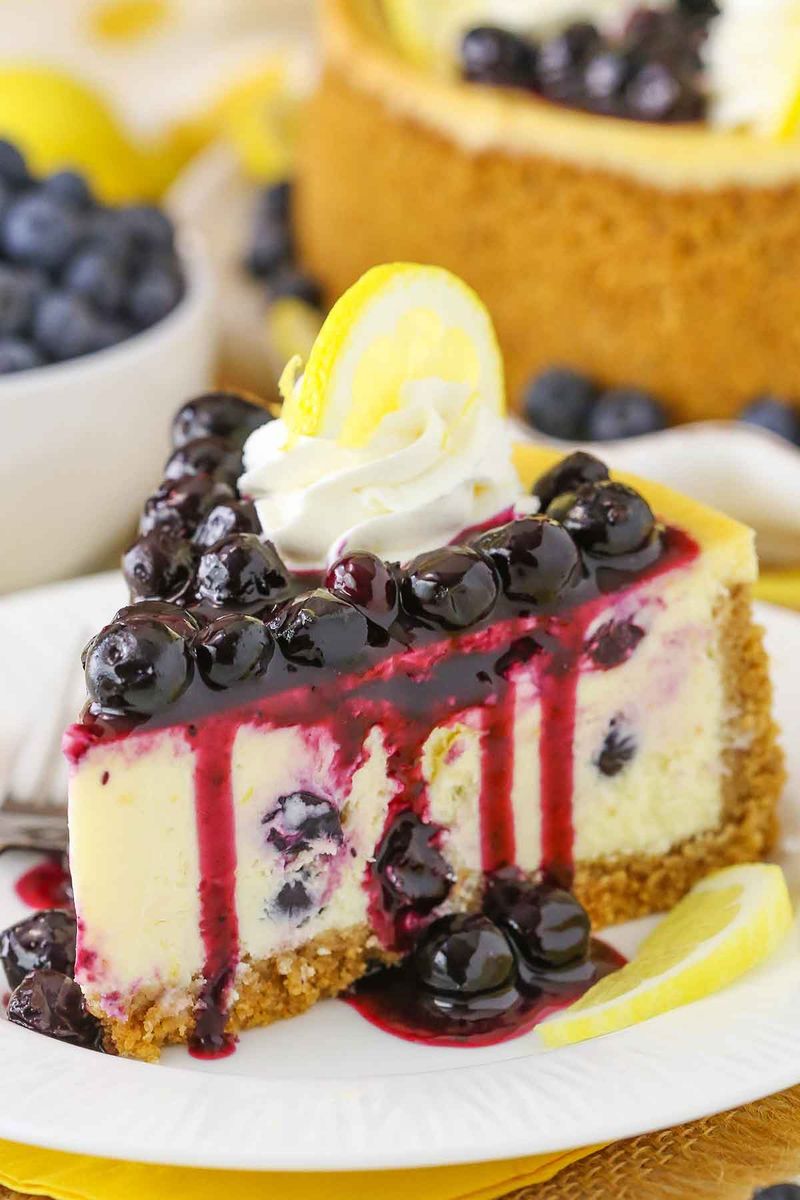 Lemon Blueberry Cheesecake with Shortbread Crust