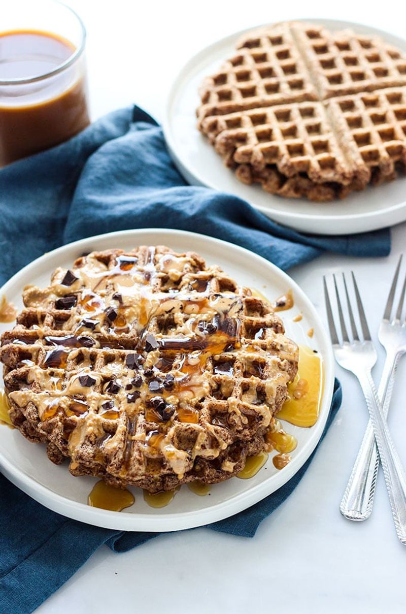 Peanut Butter Chocolate Waffles