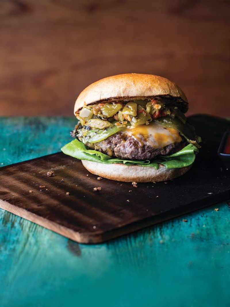 Green Chile Cheeseburger Sandwich - New Mexico