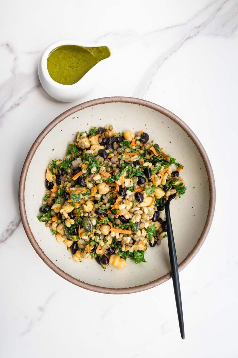 Yogurt-Marinated Veggie and Barley Bowl