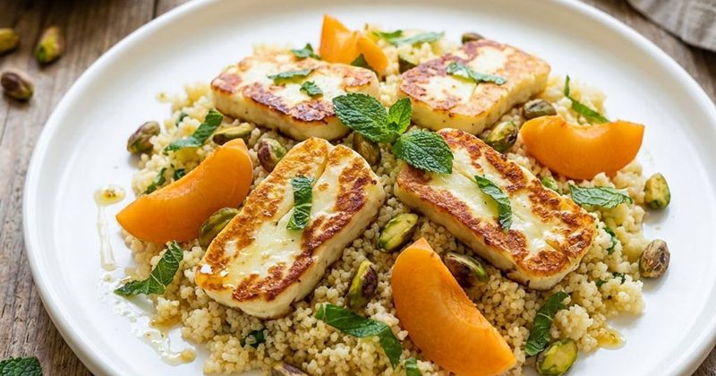 Dried Apricot and Halloumi Couscous Bowl