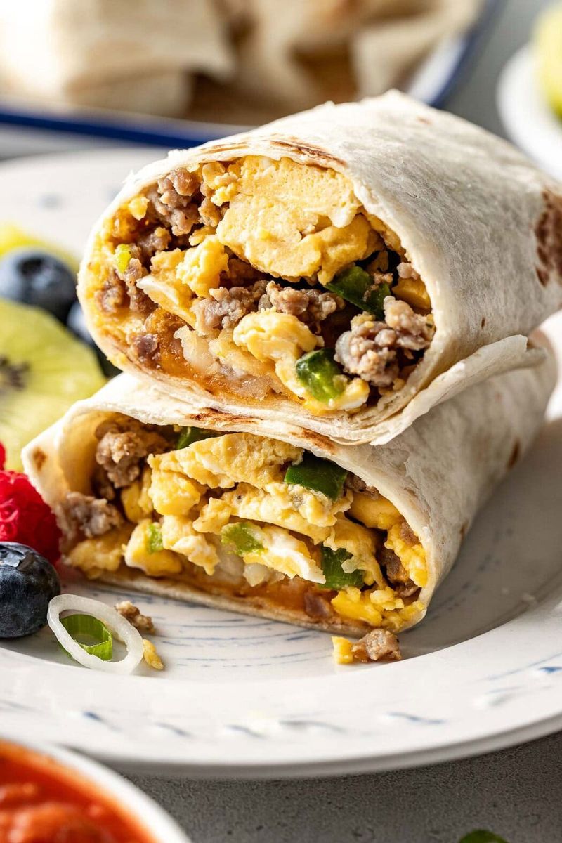 Turkey and Veggie Breakfast Burritos Wrapped and Ready to Go