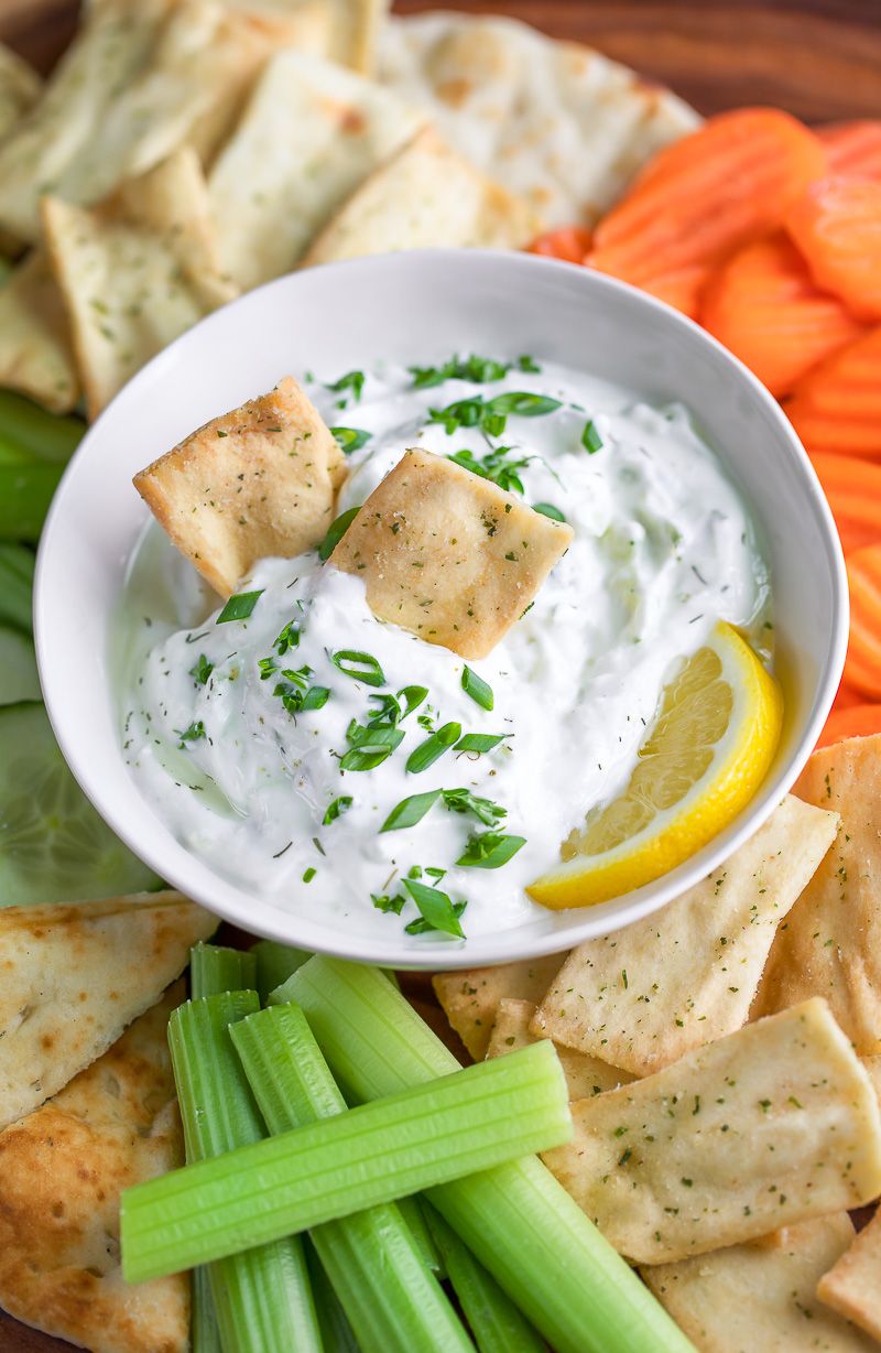 Pita Chips with Tzatziki Dip