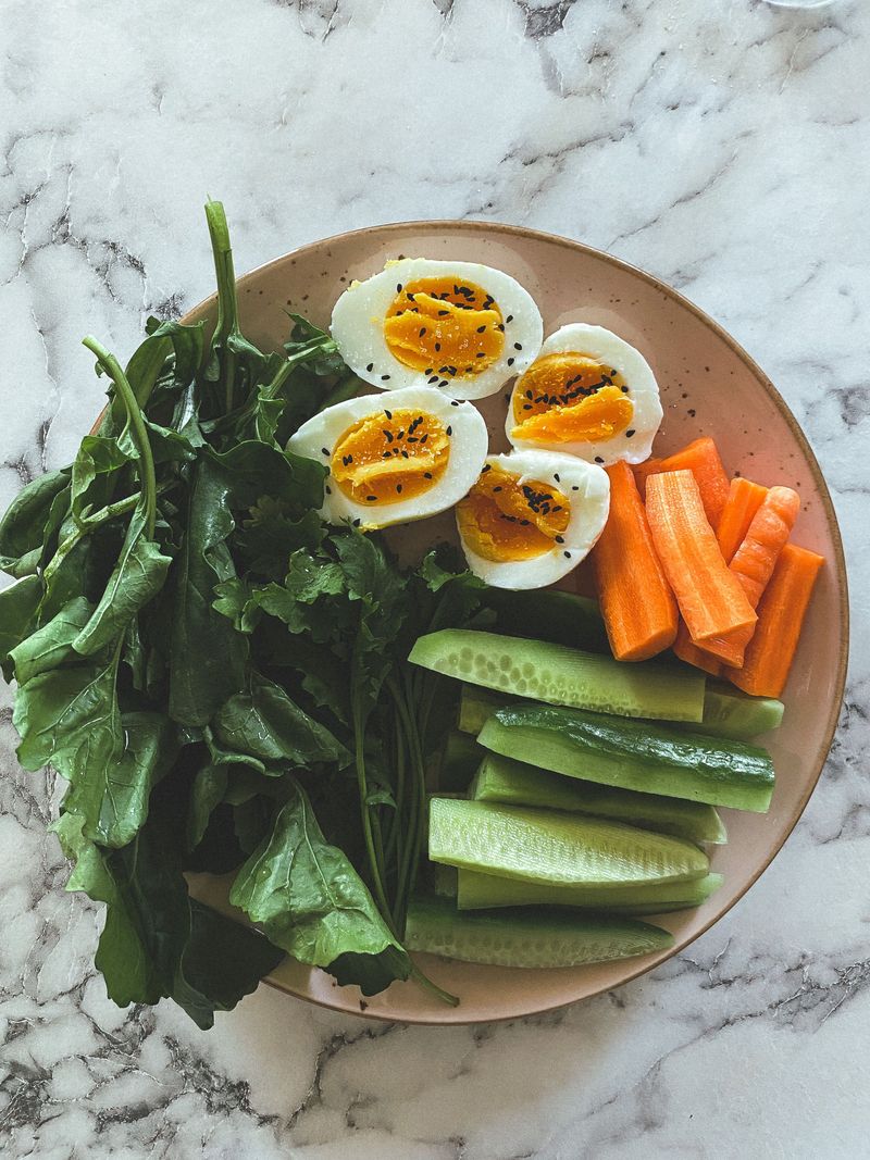 Hard-Boiled Eggs with Sliced Veggies