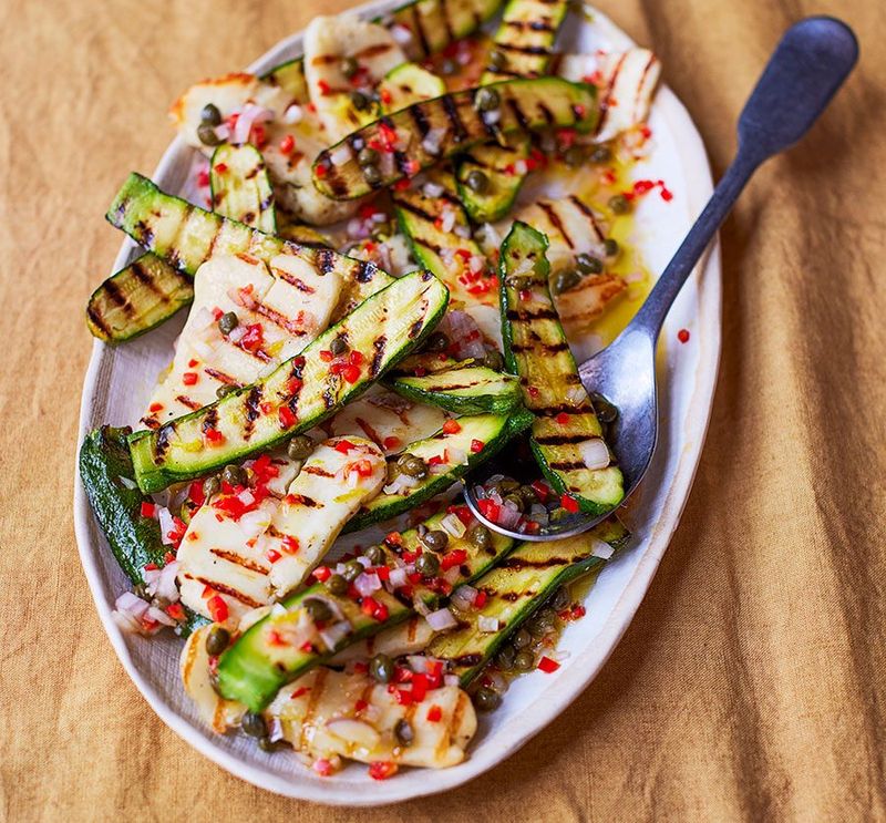 Grilled Courgette Salad with Halloumi