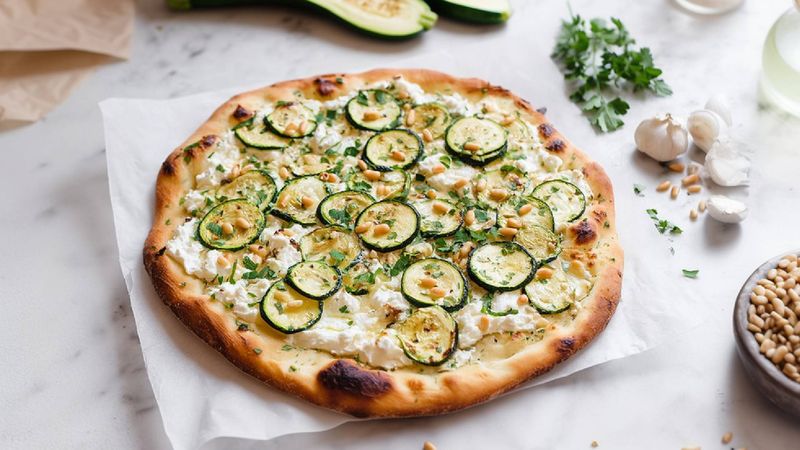 Courgette Pizza with Ricotta and Mint
