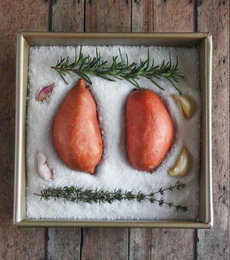 Sweet Potatoes Baked on a Salt Bed