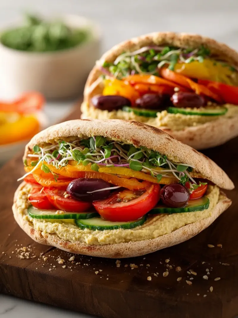 Whole Wheat Pita with Hummus and Veggies
