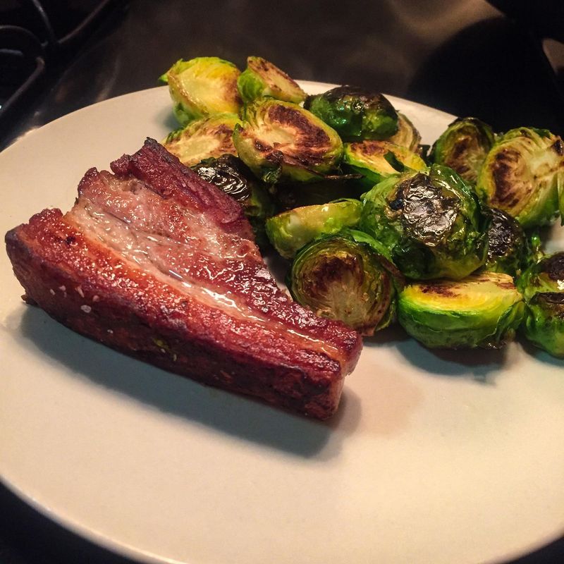 Pork Belly with Roasted Brussels Sprouts