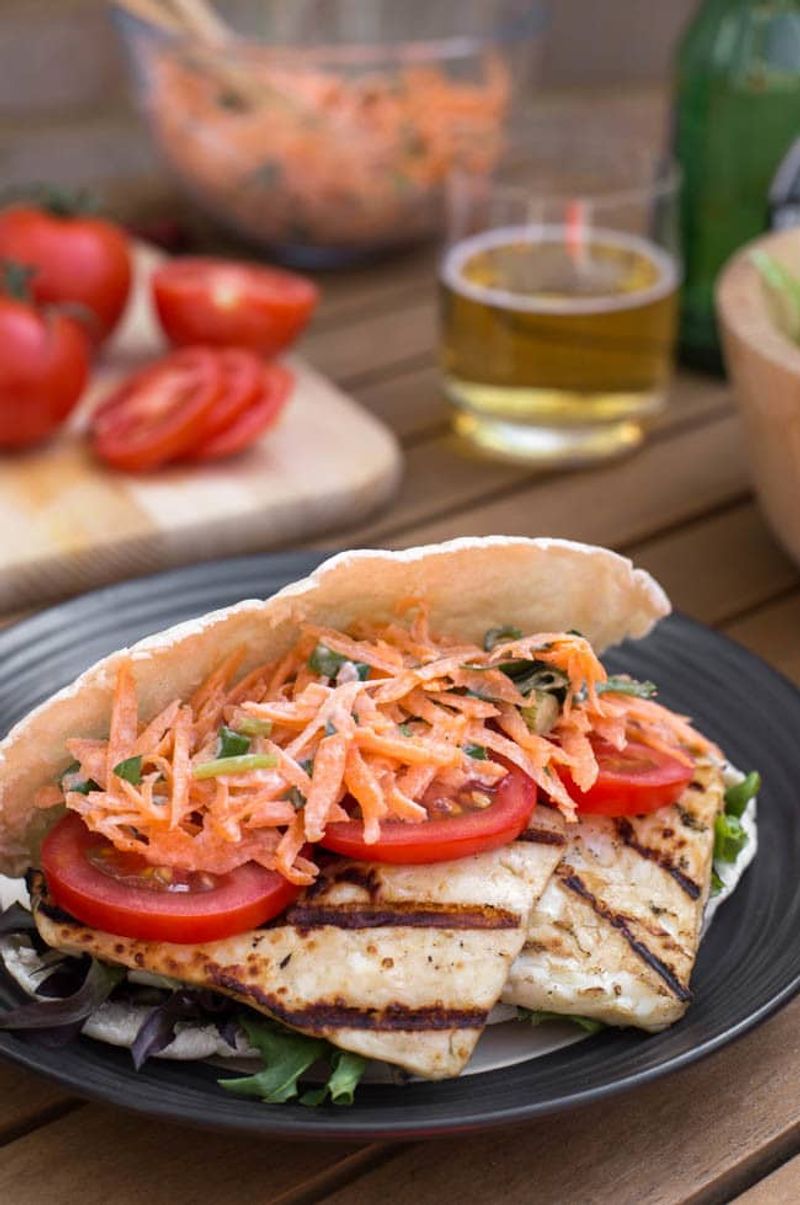 Halloumi And Veggie Pittas