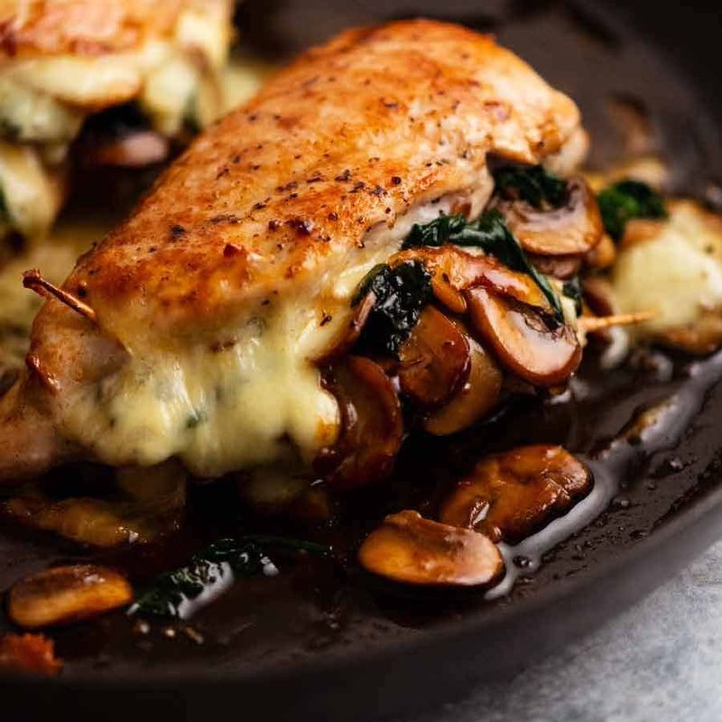 Brie and Mushroom Stuffed Chicken Breast