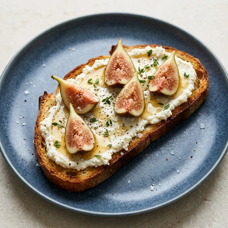 Fig, Ricotta, and Honey Bruschetta with Sea Salt