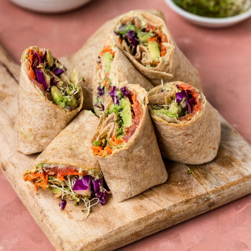 Frozen Edamame Hummus Wraps