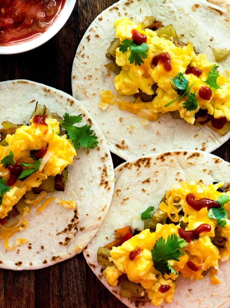 Soft Scrambled Egg on a Mini Tortilla