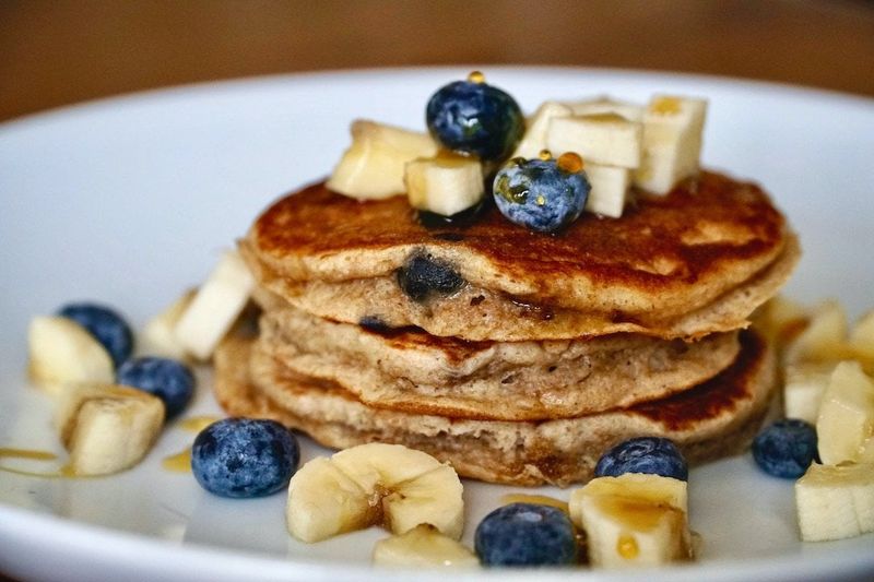 Whole Grain Pancakes with Fresh Blueberry Compote