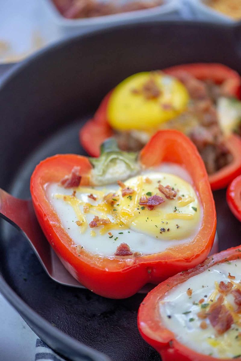 Egg and Bacon Stuffed Bell Peppers