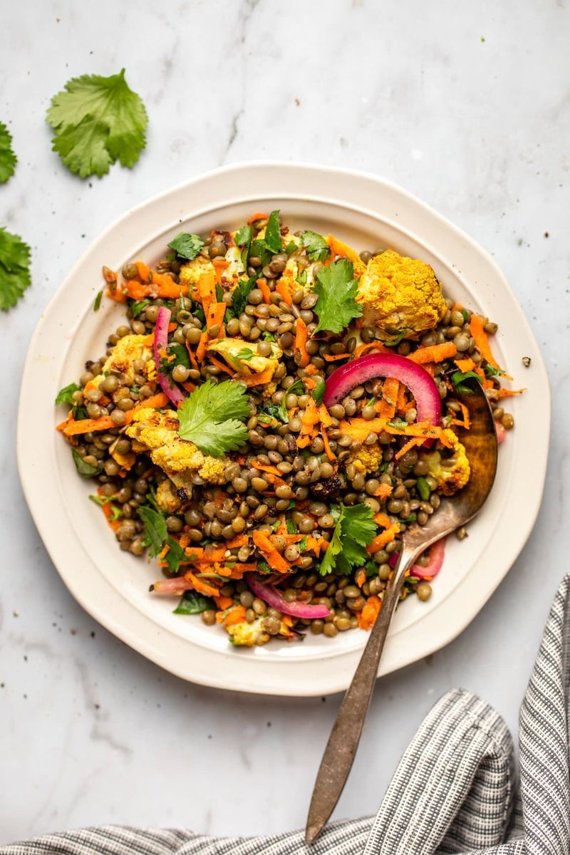 Turmeric Cauliflower and Lentil Bowl
