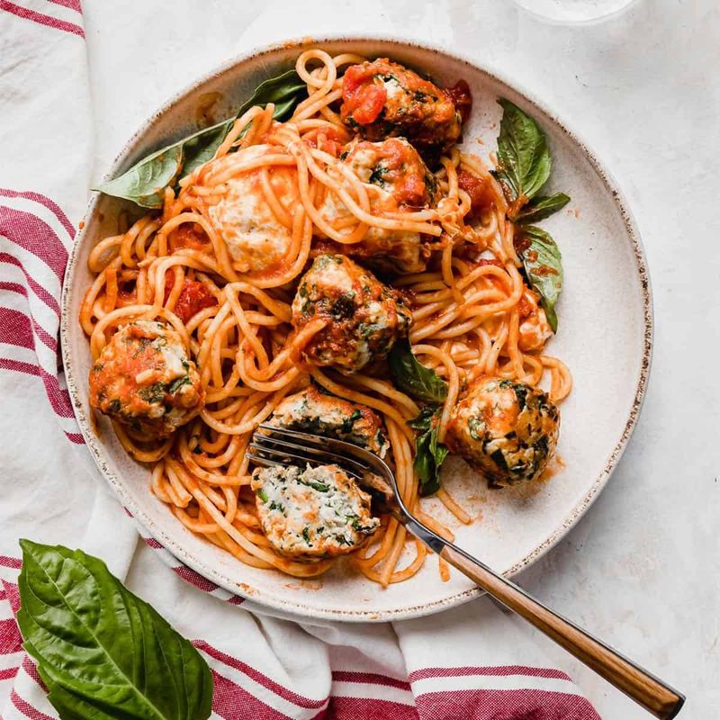 Beef and Spinach Meatballs in Tomato Sauce