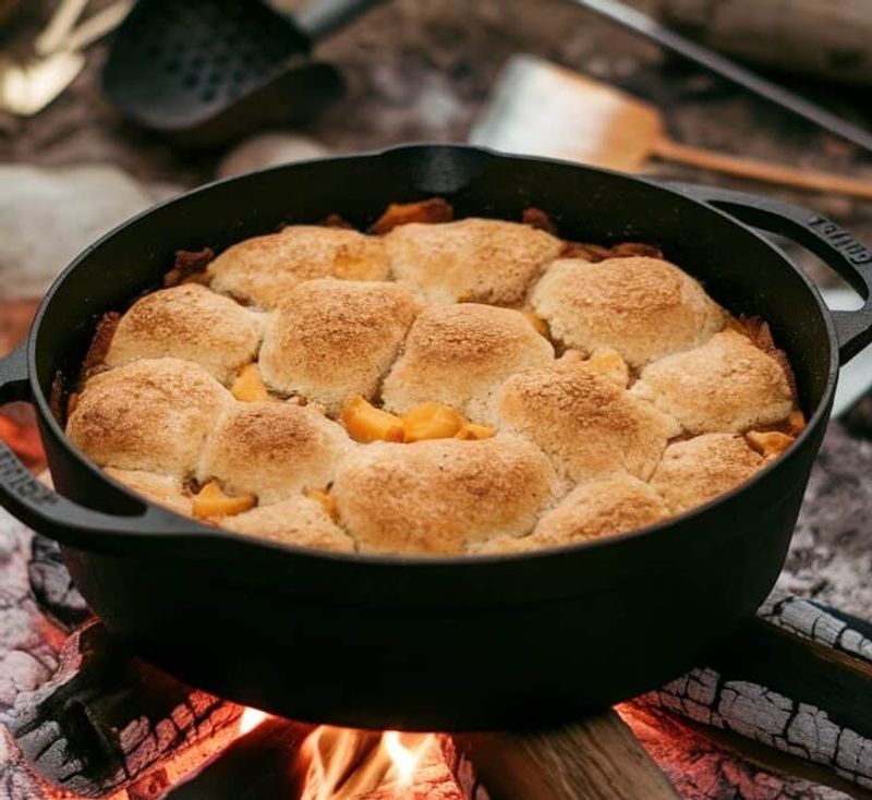 Dutch Oven Peach Cobbler