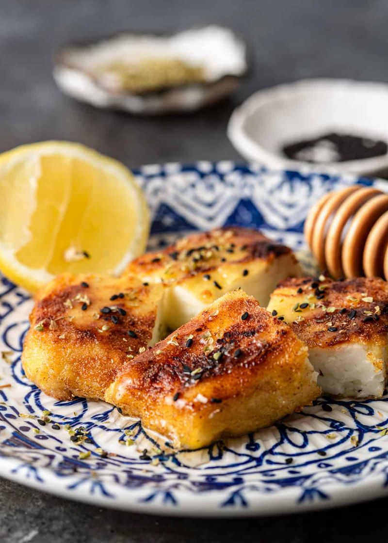 Halloumi Saganaki with Lemon and Oregano