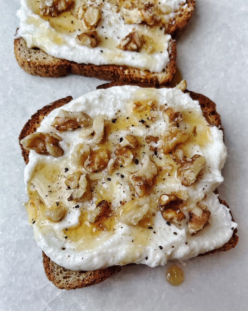 Ricotta Toast with Honey and Walnuts