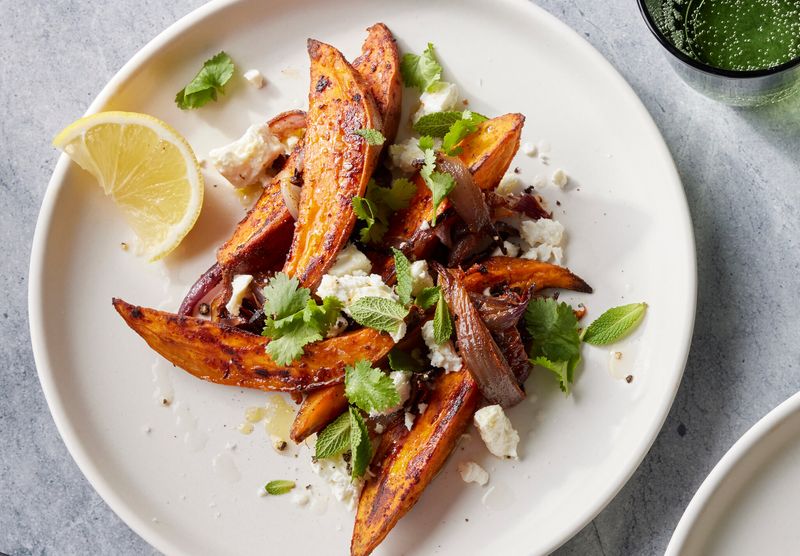 Harissa Roasted Sweet Potatoes