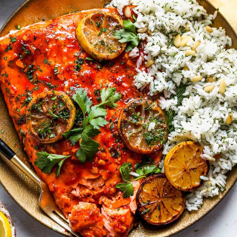 Harissa Salmon with Lemon Yogurt