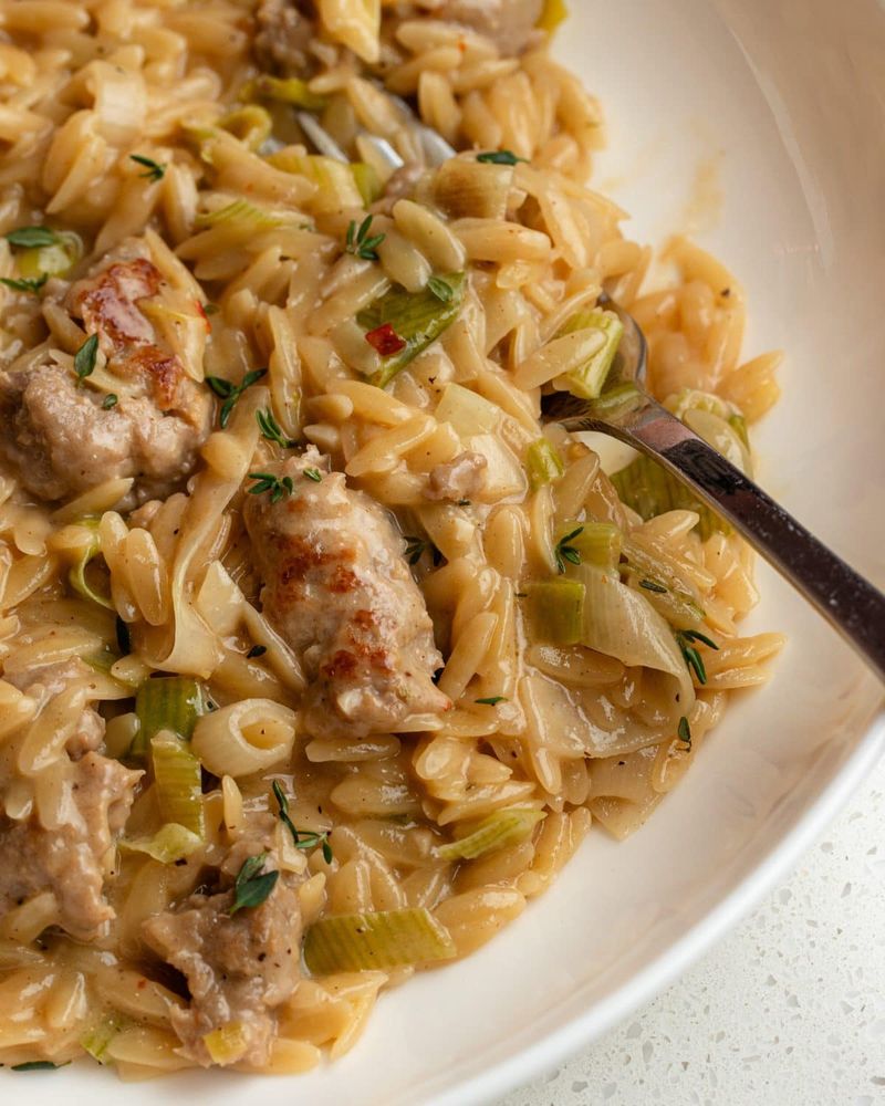 Creamy Leek and Bacon Orzo