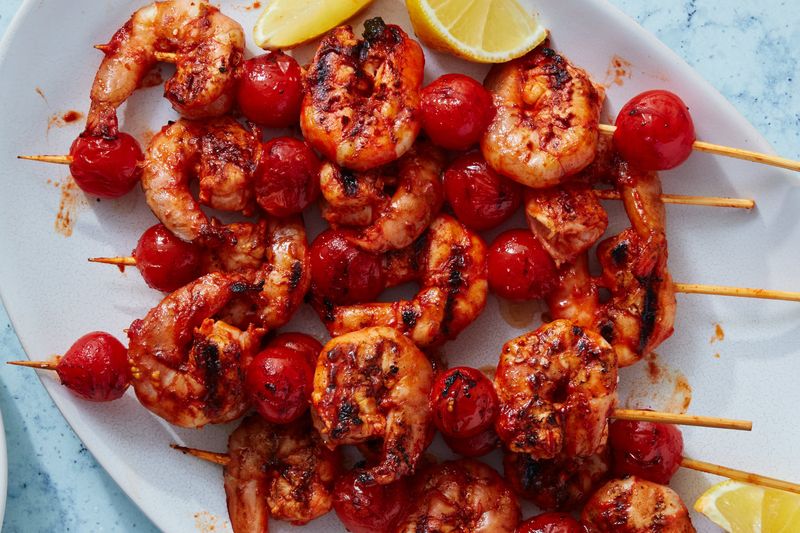 Harissa Grilled Shrimp Skewers